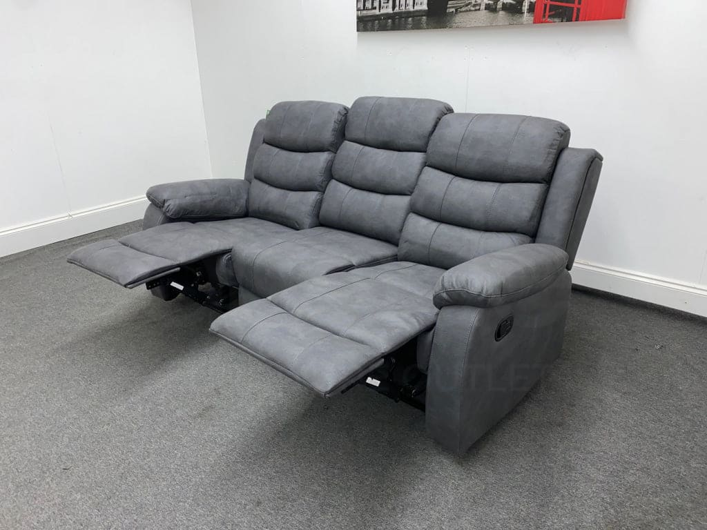 Willow Express Charcoal Grey Fabric Manual Reclining 3 Seater Sofa Sofas