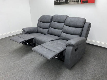 Willow Express Charcoal Grey Fabric Manual Reclining 3 Seater Sofa Sofas