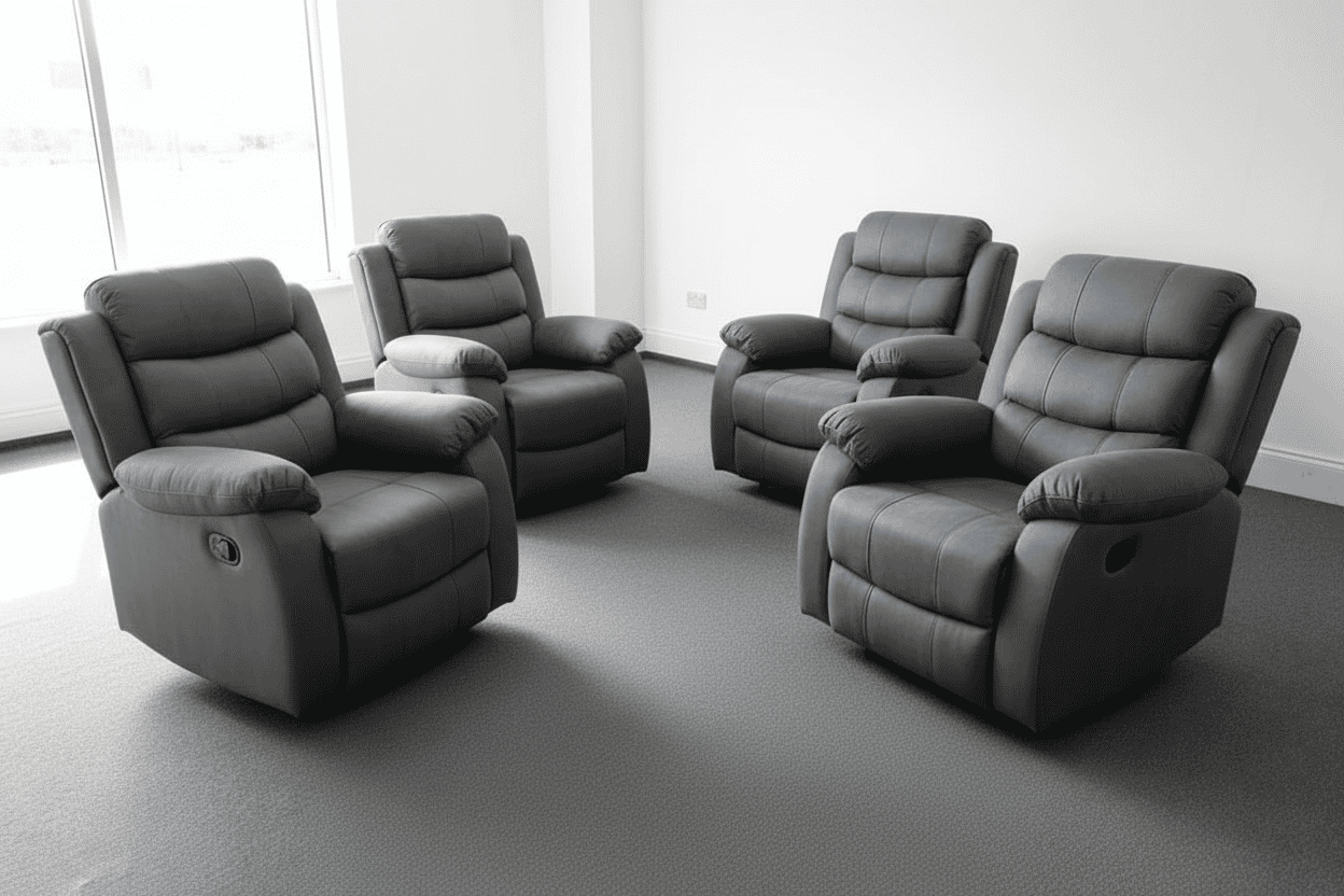 Clearance Deal For A Pack Of 4! Willow Express Charcoal Grey Fabric Power Reclining Armchairs