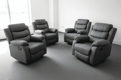 Clearance Deal For A Pack Of 4! Willow Express Charcoal Grey Fabric Power Reclining Armchairs