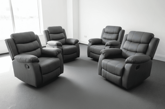 Clearance Deal For A Pack Of 4! Willow Express Charcoal Grey Fabric Power Reclining Armchairs