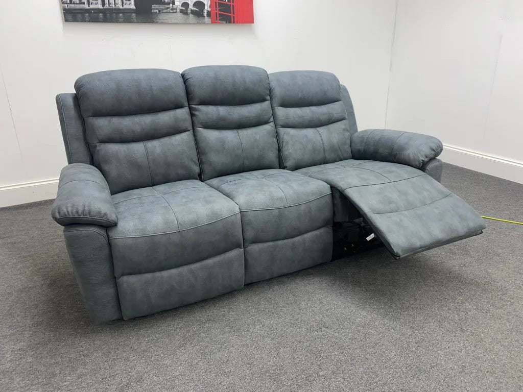 Willow Premium Grey Fabric Electric Recliner 3 Seater Sofa Sofas